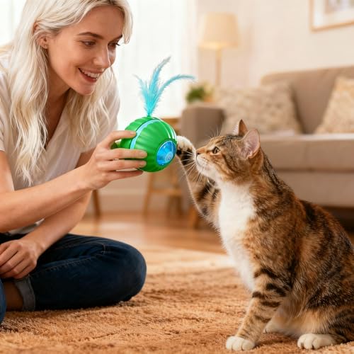 Interactive Cat Toys for Indoor Cats,Automatic Moving Kitten Toys - color: P08-Green