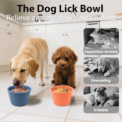 Dog Slow Feeder Lick Bowl - Non-Slip Licking Treat Dispenser for Small Medium Large Dogs, Promotes Anxiety Relief & Prevents Choking, Easy to Clean Feeding Bowl (Light Orange, S) - color: Light Orange, size: S