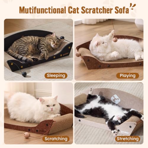 ZOMISIA 26'' Cardboard Cat Scratcher Bed for Indoor Cats, 2PCS, Brown - color: 2PCS-Brown