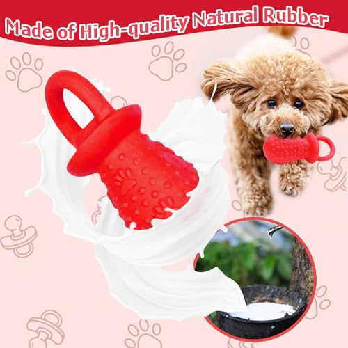 Latex Chew Dog Toys, Novelty Squeaky Pacifier Dog Toys, 5.2" Durable Pacifier Dog Chew Toys for Small and Medium Dogs(Red,1 Pcs) - color: Red