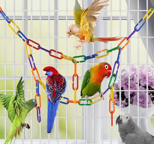 200Pcs Rainbow C-Clips Plastic Chain Links for Birds & Small Pets - color: Rainbow, size: 200Pcs