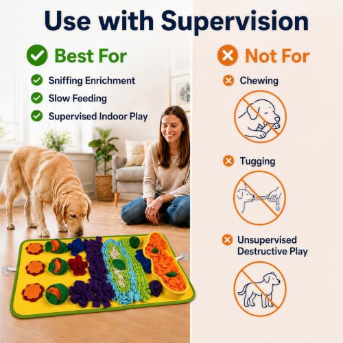 Snuffle Mat for Dogs – Extra Large 32'' x 20'', Washable Slow Feeder Dog Toy, Durable Interactive Dog Puzzle for Mental Stimulation & Nosework Training, with Anti-Slip Suction Cups - color: Blue-Yellow