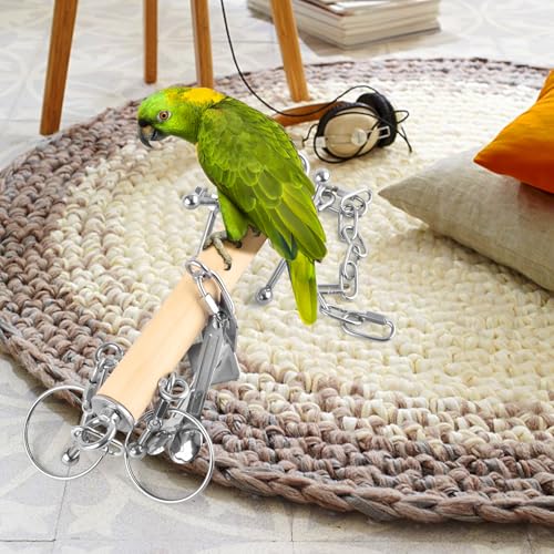 KATUMO Bird Toys, Parrot Pull Spoons, Spinning Toys for Small to Large Parrots - color: Yellow+Silvery