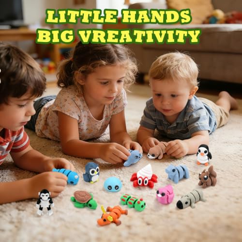 SCIONE 50 Pack 3D Printed Animals, Cute Desk Decor for Kids - style: 50 Pcs Animals