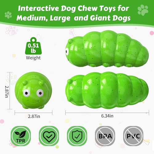 Indestructible Dog Chew Toys for Aggressive Chewers Medium Large Dogs - color: Green Chubby