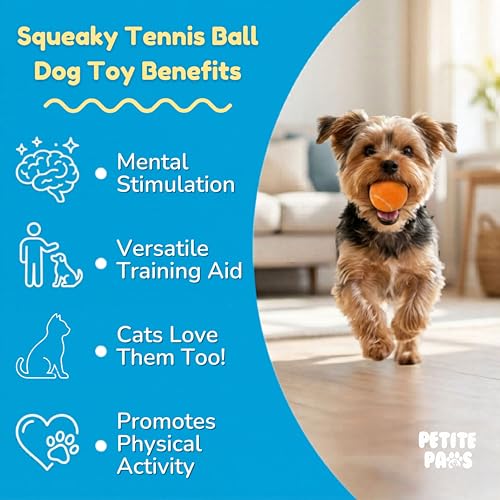 Squeaky Mini Tennis Balls for Small Dogs Puppy - 1.5 Inch - 6 Pack - Dog Toys for Small Dogs, Training Positive Reinforcement, Interactive Fetch Tiny Squeaker Balls for Ball Launcher - size: 1.5", style: 6 Pack