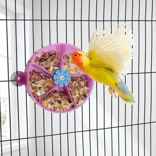 Hypeety Bird Foraging Toy Seed Food Rotating Wheel Feeder System for Parrot
