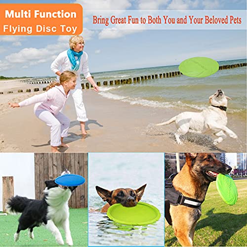 XIGOU Dog Flying Disc, 2 Pack Dog Flyer Toys, Soft Rubber Interactive Lightweight Flying Disc Dog Toy for Small Large Dogs - Floats in Water & Safe on Teeth, 7.2 inch. - color: Blue & Green