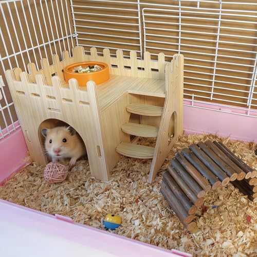 Hamster Hides Wood House Platform Hamster Hideout