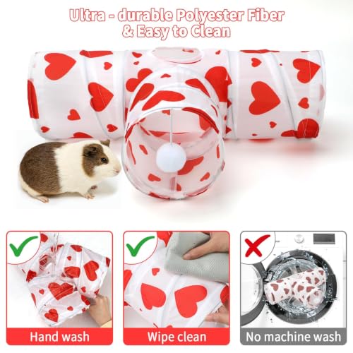 Rypet Guinea Pig Tunnel Hideout 3-Way Collapsible Small Pet Tubes, Heart - color: Flower