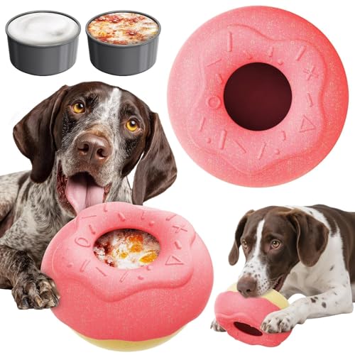 Dog Toys for Aggressive Chewers, Dog Enrichment Toys, Anxiety Relief for Dogs Toy, Indestructible Frozen Treat Toy National Pet Day Gifts for Large Dogs Peanut Butter Reduces Anxiety, Donut - color: Doughnut