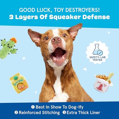 BarkBox Barker's Dozen Donuts 4-in-1 Interactive Plush Dog Toy - color: Donuts