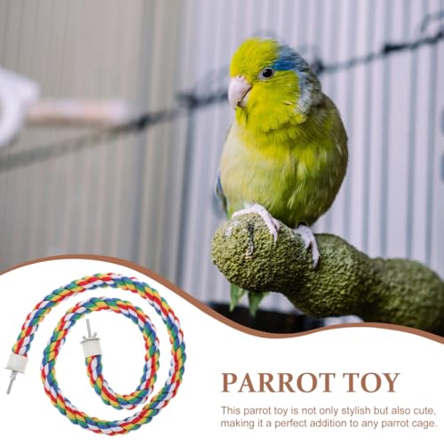 Hemobllo Parrot Cotton Rope Perch 41.33 in Bird Rope Climbing Toy for Cage Standing Station Chew Toy for Pet Birds Helps Exercise Balance and Coordination 1 pc - size: 105cm