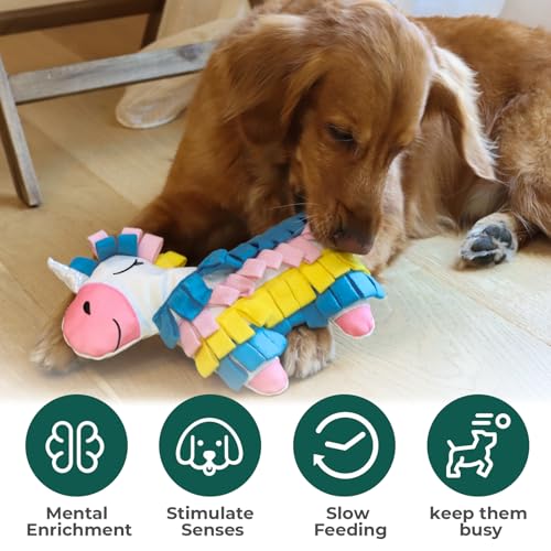 Snuffle Dogs Toys Plush Stuffed Puppy Toy No Squeaky Treat Hide For Medium, Small Dogs and Puppies Slow Feeder, Machine Washable, Pet Supplie Toys for Dogs to Keep Them Busy, Sunshine Rainbow Horse - color: Rainbow Horse