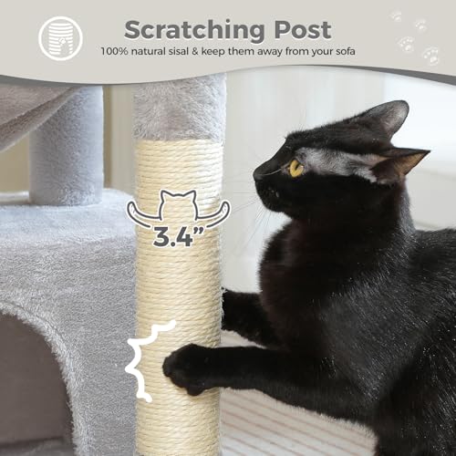 PEQULTI 4-in-1 Cat Activity Tree for Kittens & Small Cats, 33in Grey Tower - color: Grey, size: L(15.8"L x 15.8"W x 33"H)
