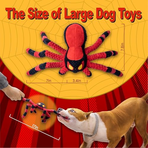 LEGEND SANDY Squeaky Dog Toys- Plush Dog Toys with Soft Fabric for Small, Medium, and Large Dogs Daily Companionship, Training Reward Gift - color: 1 Pack Red Spider
