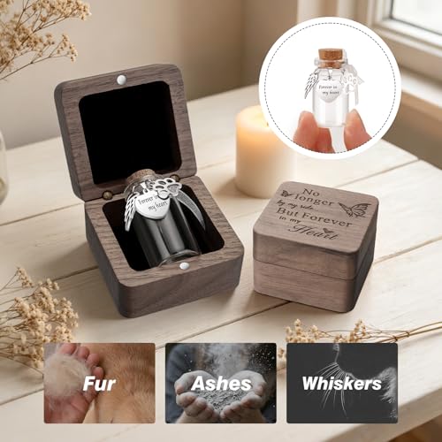 SOITIS Customized Small Pet Wood Box Tiny Glass Urn Pet Ashes Keepsake - color: Custom-Silver Paw