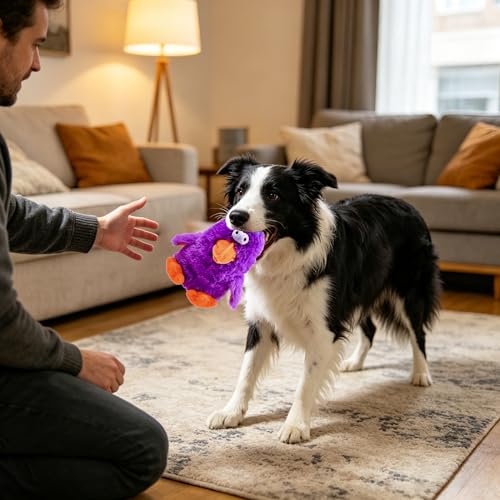 Squeaky Dog Toys Durable Stuffed Bird Dog Toys with Unique Squeak Sounds to Keep Dogs Busy, Cute & Funny Interactive Puppy Chew Toys for Small, Medium and Large Dogs(Purple Parrot) - color: Purple Parrot