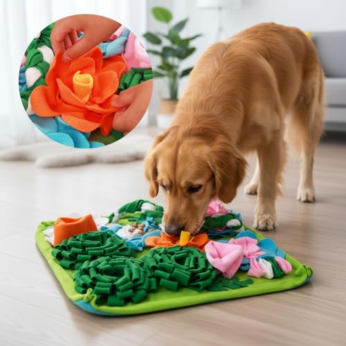 18.34x18.34 Inches Durable Snuffle Mat for Dogs,Slow Feeding Game Interactive Puzzle Dog Food Mat,Encourage Natural Foraging Skill Dog Snuffle Mats Easy to Clean for Small Medium Breed Dogs Cats