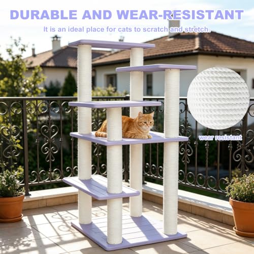 46in 5-Level Cat Tree,Indoor&Outdoor Large Cat Tower with Scratching Posts