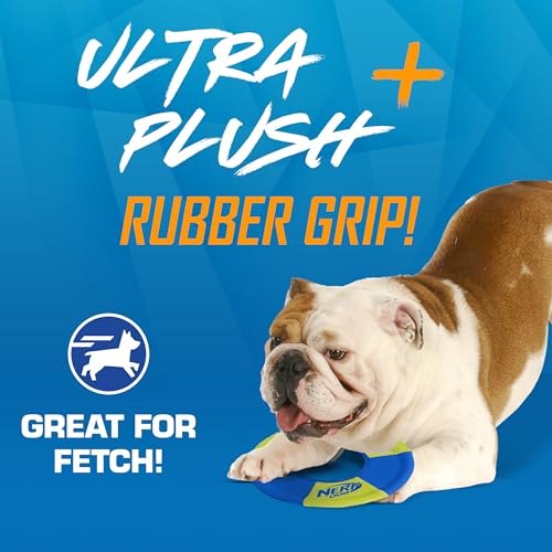 Nerf Dog Trackshot Toss and Tug Ring Outdoor Dog Toy 2 Pack, 9 Inch Dog Tug and Fetch Toy, for Medium and Large Breeds, Blue/Orange/Green - size: Medium