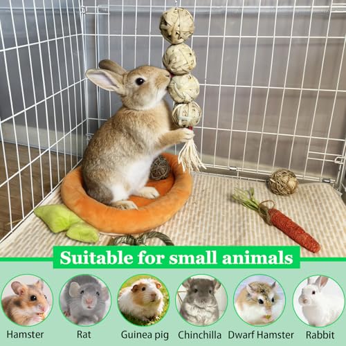 2Pcs Guinea Pig Chew Toys for Teeth Rabbit Grass Balls for Bunny Chinchilla - size: 2PCS(B)