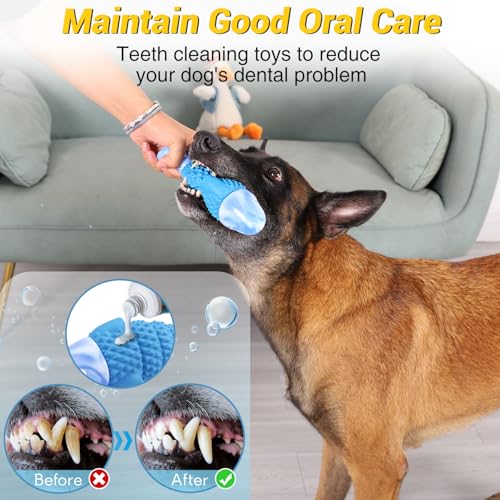 WinTour Tough Dog Toys for Aggressive Chewers, Indestructible Dog Chew Toys - color: Blue Shark