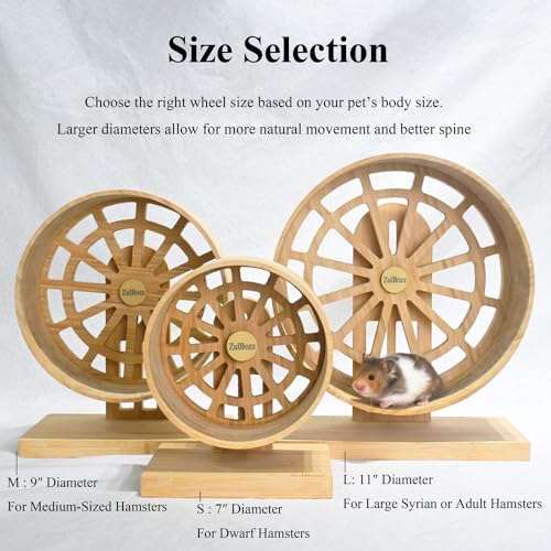 11" Large Silent Wooden Hamster Wheel - Bamboo Exercise Wheel - size: L