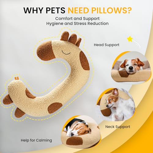 Dog Pillow Soft Neck Pillow for Dogs, Washable Dog Calming Pillow for Sleep - color: Yellow