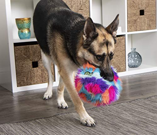 goDog Furballz Squeaky Plush Ball Dog Toy, Chew Guard Technology - Cool Rainbow, Large - color: Furballz (Cool Rainbow)