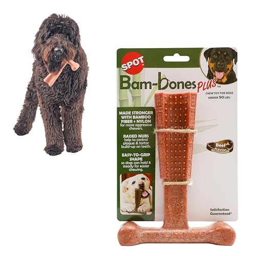 SPOT Bam-Bones Plus T-Bone Dog Chew, Beef, 7in, 60-90 lb Heavy Chewers - size: Large