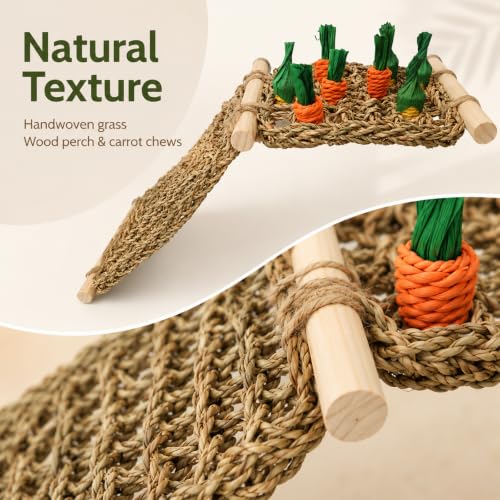 Parrot Chewable Natural Seagrass Woven Hammock,Natural Parrot Net(Carrot) - color: Splicing