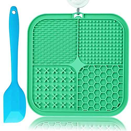 Lick Mat for Dogs, Large Dog Lick Mat with Suction Cups for Anxiety, Peanut Butter Dog Licking Mat Slow Feeder Dispensing Treater Lick Pad for Dogs Cats Grooming Bathing and Training (Green) - color: Green