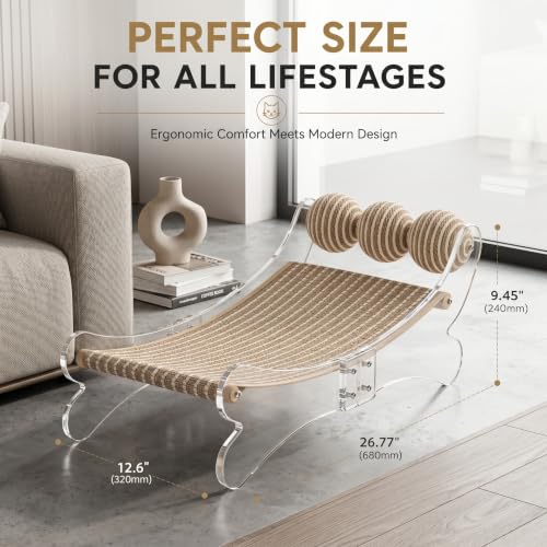 Acrylic Cat Scratcher Bed, Sisal Cat Scratching Board Recliner