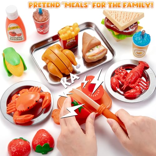 Juboury Pretend Play Food Set for Kids Kitchen, with Storage Bag