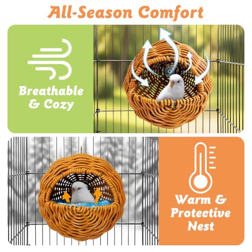 BNOSDM Bird Nest with Soft Pad Breathable Small Parrot Bed Set Brown - color: Brown Screw Fixation - G-Type