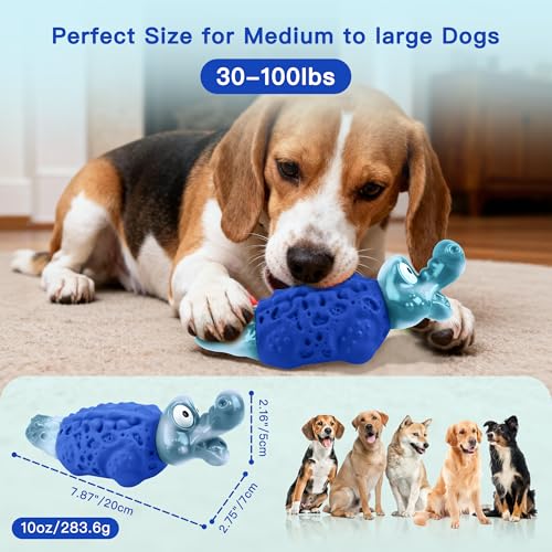 Dog Toys for Aggressive Chewers, Tough Squeaky Dog Chew Toy - color: Royal Blue