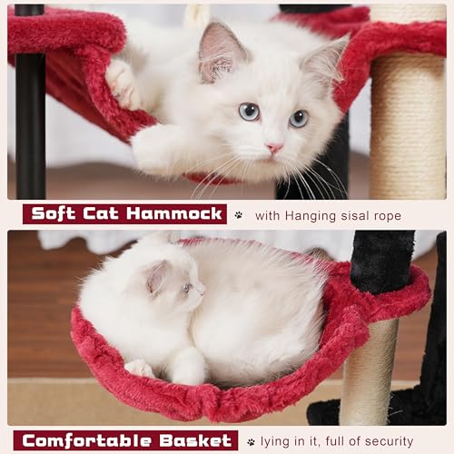 Gitelsnour Cat Tree, 43.3'' Cat Tower with Hammock for KittensGCT004SBR - color: Black and red, size: 43.3 inches