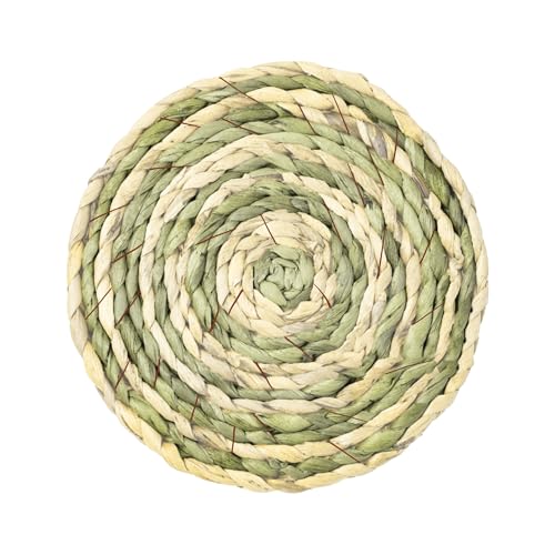 SunGrow Round Rabbit Grass Mat, Chew Toy for Guinea Pigs and Hamsters, Enclosure Bedding for Small Animals, Gnawing and Relaxation Hideout Spot, 8" x 0.7", 1 Pc