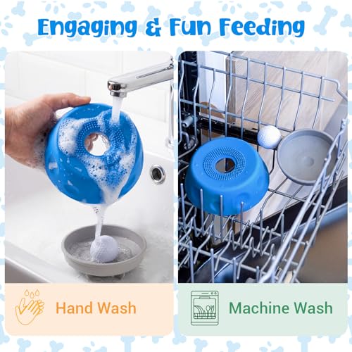 Slow Feeder Dog Bowl with Interactive Roll Ball, Anti-Slip Dog Lick Bowl