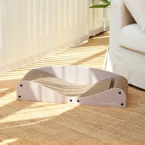 FUKUMARU Cardboard Cat Scratcher Bed, Extra Large 29.1 Inch Cat Scratch Pad - color: Light Camel