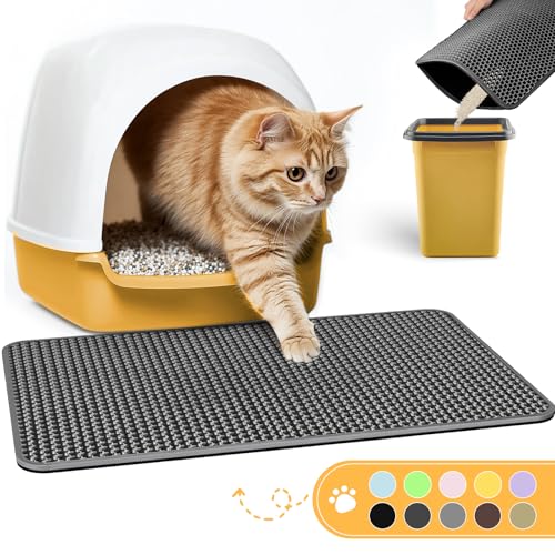 Powools Cat Litter Mat, 30 x 24 in, Waterproof, Non-Slip, Dark Grey - color: Dark Gray, size: 30 x 24 Inch
