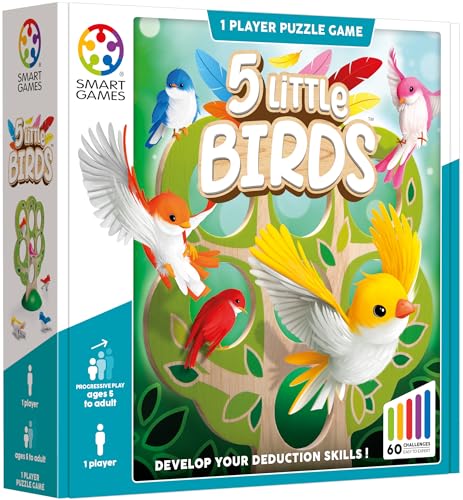 SmartGames 5 Little Birds — Wooden Deduction Logic Puzzle, Ages 5 - Adult