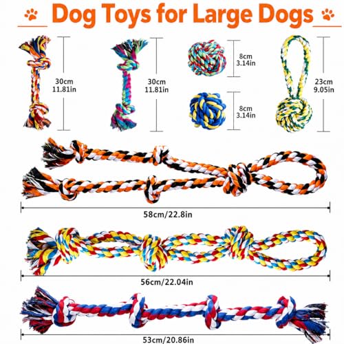 Aitmexcn Large Dog Toys for Aggressive Chewers, 8 Pack Dog Rope Toys - size: 8 Pack-Large