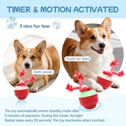 Goosheep 2026 New Interactive Dog Toys, Automatic Moving Dog Ball for Medium/Large Dogs, Interactive Smart Rolling Dogs Toy Ball with Light Up to Keep Them Busy(Red) - color: Red