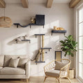MEWANG Cat Wall Shelves, 5-in-1 Cat Wall Furniture Set, Grey - color: grey