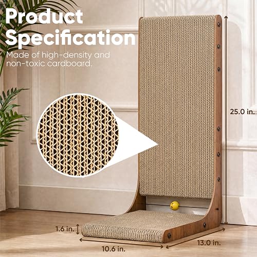 FUKUMARU Cat Scratcher 2 Packs, 25 Inch Cat Scratching Boards, L Shaped Pad - size: 2 Pack 25 in Walnut Color