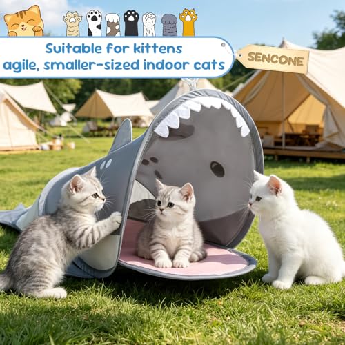 SENCONE Dolphin-Shaped Cat Tunnel Toy Portable Hideout Nap Tube for Kittens - color: Grey Dolphin