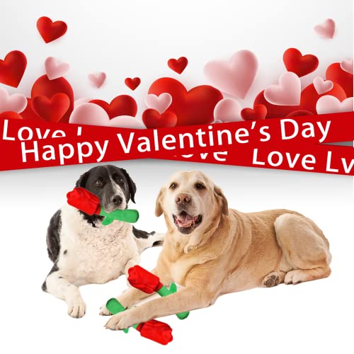 Dog Toys, Dog Puzzle Toys, Valentine Day Dog Toys, Enrichment Squeaky Crinkle Plush Treat Dispensing Mental Stimulation Dog Toy, Rose - style: Rose