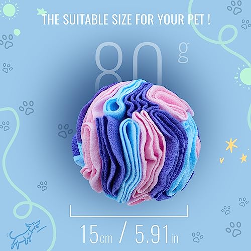 Pet Snuffle Ball, Puzzle Sniffing Interactive Dog Ball for Blind Dogs Training Stress Relief Dog Enrichment Toys Treat Machine Washable (15cm, Macarons Color) - color: Macarons color, size: 15cm